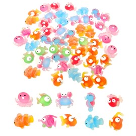 Honbay 50PCS Ocean Animal Theme Flatback Slime Charms Crab Seahorse Octopus Tropical Fish Frosted Resin Cabochons for Hair Clips Scrapbooking Phonecase Decor Craft Making (10 Styles)