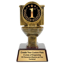 Decade Awards Gold Toilet Bowl 1st Place Trophy - 6 Inch Tall | Engraved 1st Place Loser Award - Customize Now