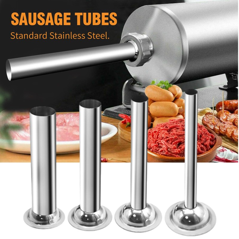 Saihisday 4 Sizes #5 Sausage Stuffer Nozzles Stuffing Tubes Stainless