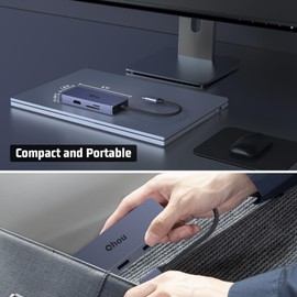 Qhou USB C Hub Adapter with 4K HDMI, VGA, 2 USB 2.0, SD/TF Card Reader, Multiport USB C Dock for MacBook Pro/Air, Dell, HP, Lenovo Pro, Surface Pro