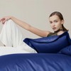 VCUSUELER Silk Like Satin Bed Sheets, 6-Piece Navy Blue Queen