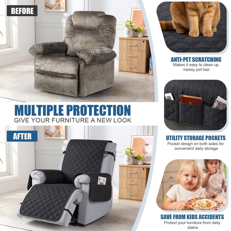 TAOCOCO 100% Waterproof Recliner Covers, Recliner Sofa Covers with Leg