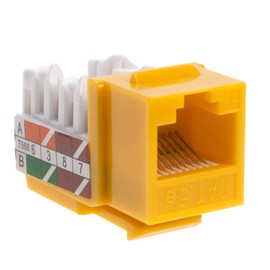 Speed Termination Tool - Easy Punch Down with Stainless Steel Blades For 45 Degree RJ45 LAN Cat6 / Cat5e Keystone Jacks + 10 Yellow Cat5e Keystones Jack Connectors Kit