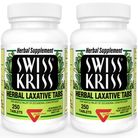 Swiss Kriss Herbal Laxative Tablets, Natural Laxatives for Constipation Relief, Senna Laxative, 250 tablets, (Pack of 2)