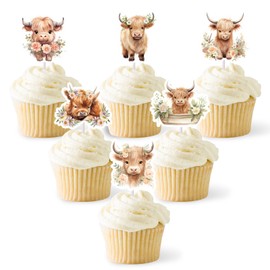 36pcs Highland Cow Cupcake Toppers Highland Cow Birthday Decorations Cute Highland Cow Theme Baby Shower Birthday Farm Animal Theme Party Decorations Supplies