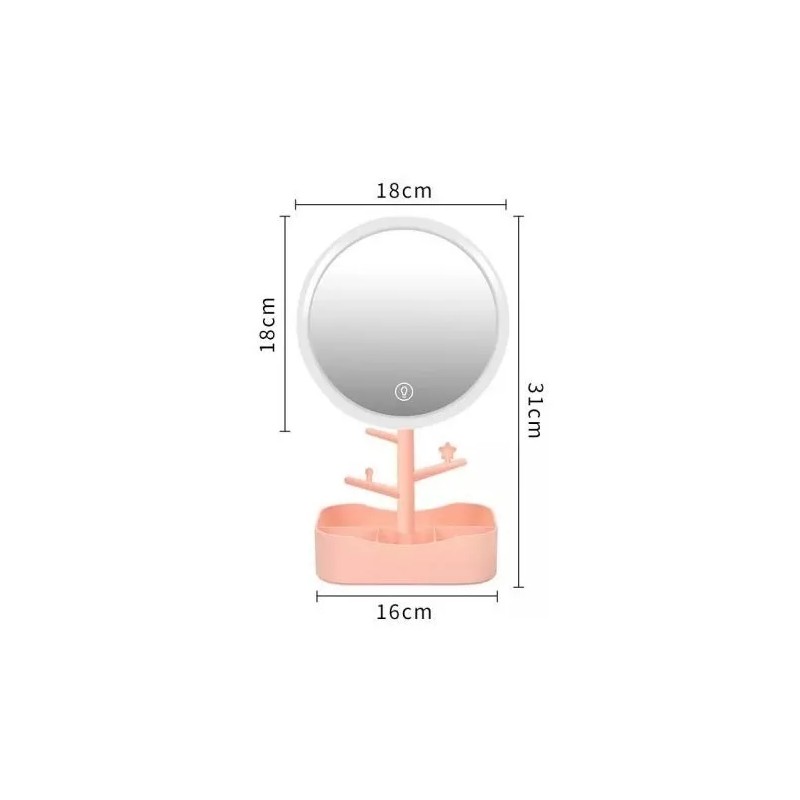 Espejo Para Maquillaje Tocador Con 3 Luz Led Recargable Usb