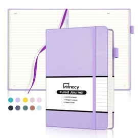 Annecy Numbered College Ruled Lined Journal Notebook, Medium 5.5x 8.25, 160 Pages 100GSM Writing Paper, A5 Purple Faux Leather Cover with Pen Loop