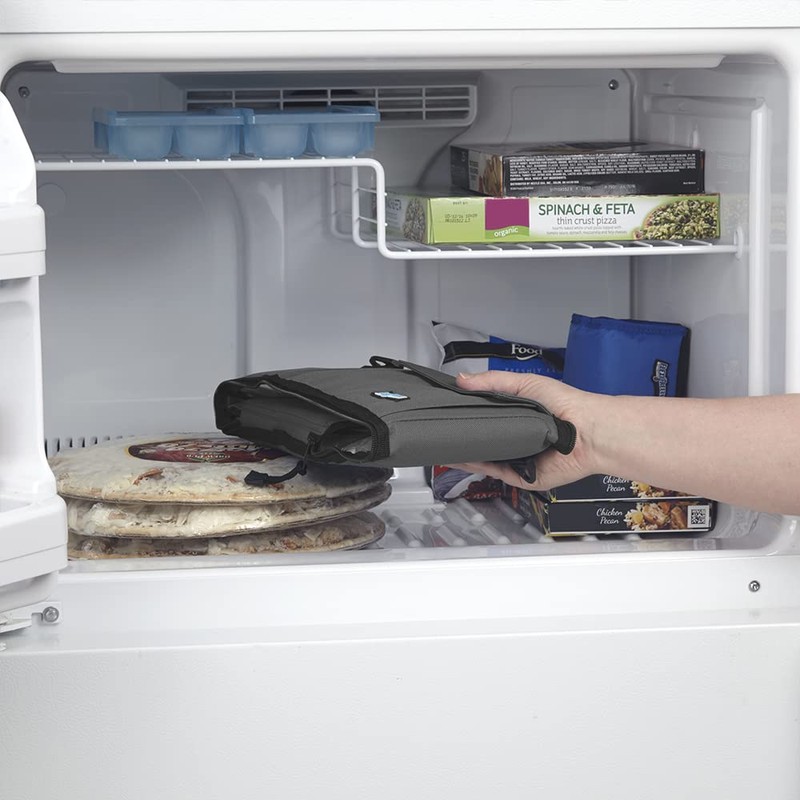FlexiFreeze Refreezable Can Cooler Lunch Box, Collapsible with Built-in Ice