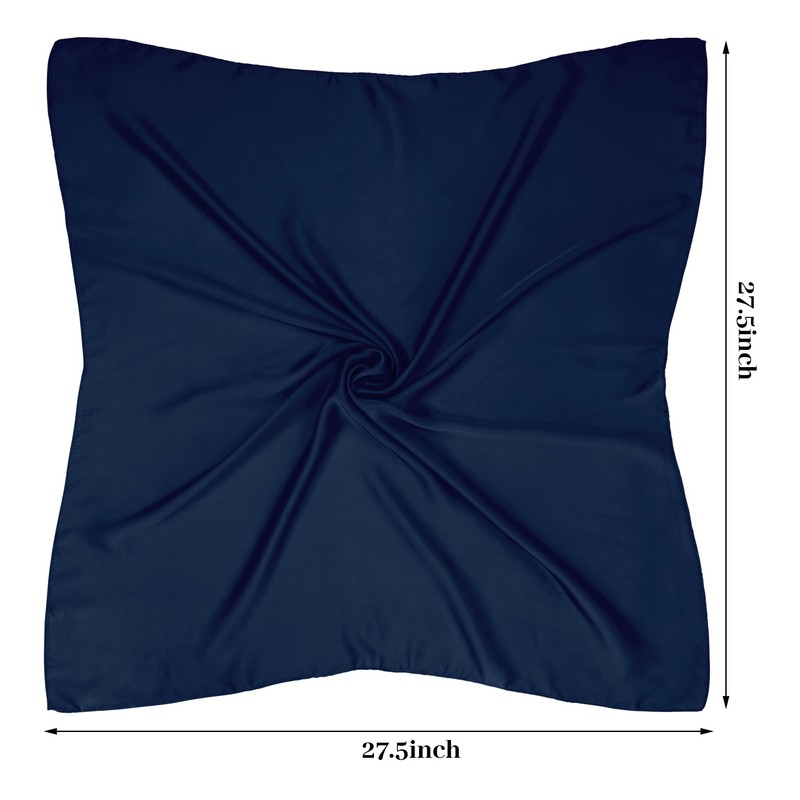 Pistha 27.5 inch Satin scarf Square Ribbon Neck Scarf (Navy