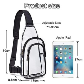 Clear Bag for Stadium Events Large PVC Clear Purse Clear Crossbody Bag with Front Pocket for Women Men Crossbody Fanny Pack Backpack Chest Daypack