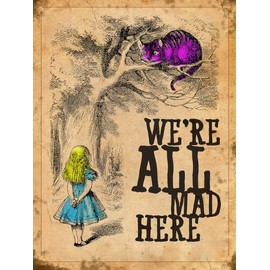 Shawprint Alice In wonderland Metal Sign Were all mad here RETRO METAL TIN WALL ART NOVELTY GIFT 10" x 8" L806M