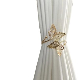 Lagnlnaoy 2pcs Metal Butterfly Curtain Tieback DTY Beautiful Curtains Tie Backs Exquisite Light Luxury Fashion Curtain Binding Strap