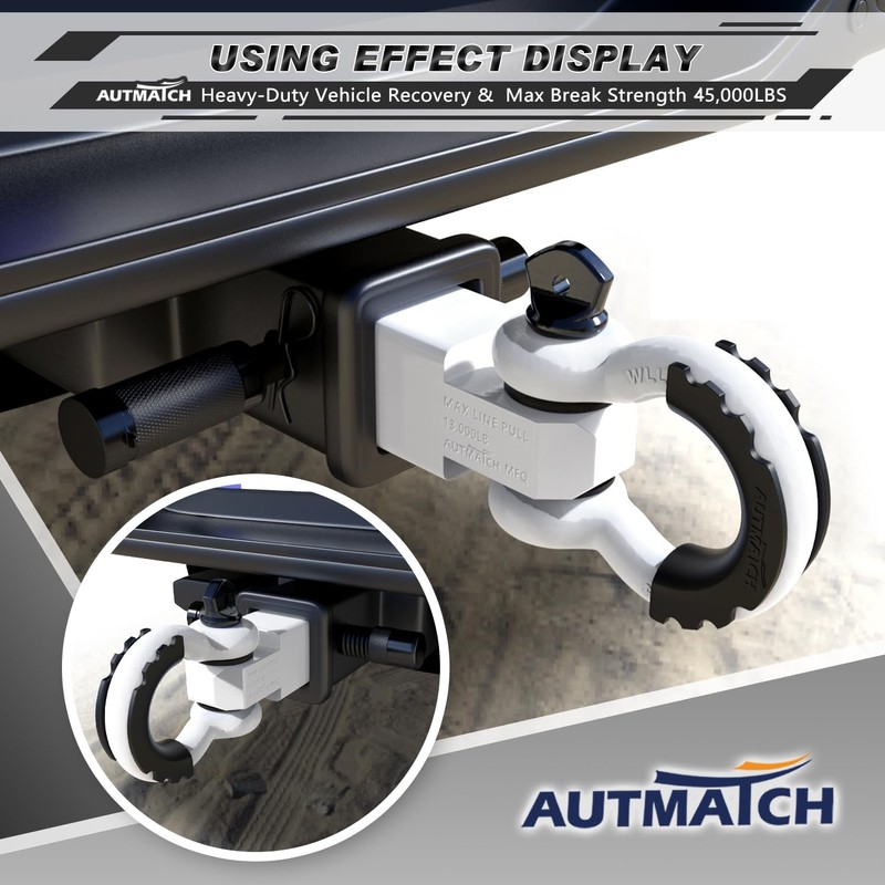AUTMATCH Shackle Hitch Receiver 2 Inch - 3/4" D Ring