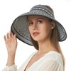 Women Sun Visors Foldable Straw Hats Black Summer Beach Packable