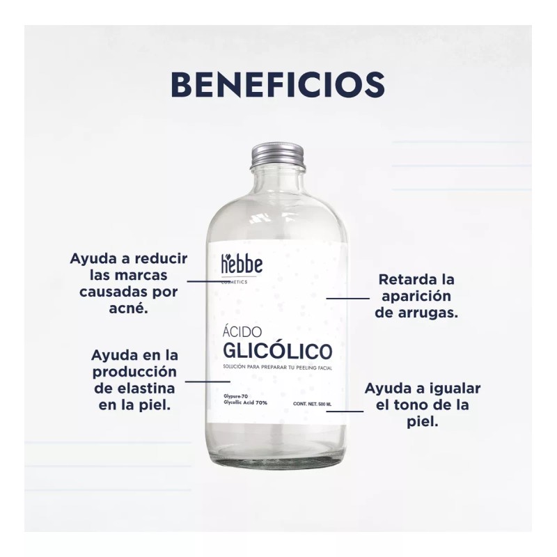 HEBBE COSMETICS ACTN4 Ácido Glicólico Cosmético 70% Líquido 500 Ml