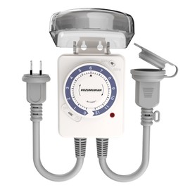 Timer Outlet, 12-Hour Dial, For Outdoors, Rainproof, Countdown Type, Timer, Direct Outlet Connection, Rainproof Cover, Cap Included, Wall Mount, Power Saving, Automatic, Easy Operation, Forget to Turn Off, Time Setting, Power Off, Decorative Light, Entrance Light, Security Light, Lighting Fixture, Christmas