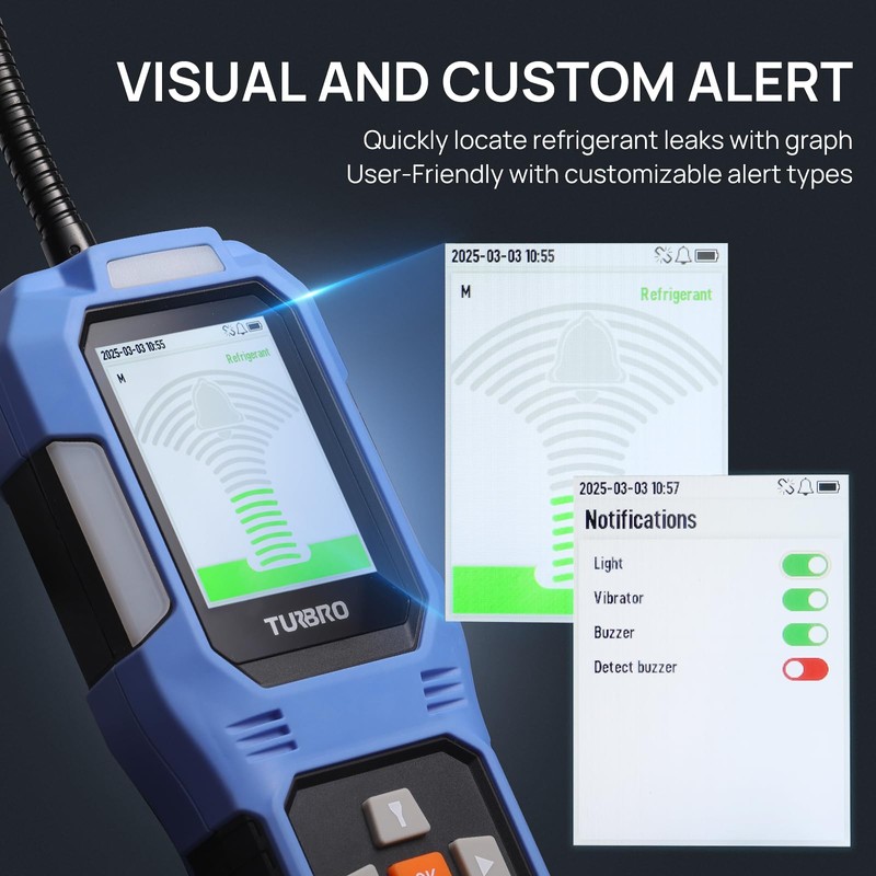 TURBRO Refrigerant Leak Detector with Alarms, Halogen Freon Sniffer with