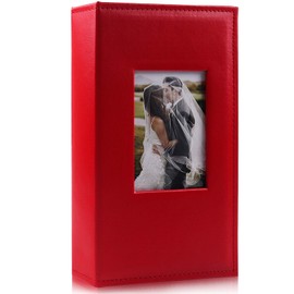 RECUTMS Photo Album 4x6 Black Pages 3 Per Page Holds 300 Pockets Photo Picture Album Leather Cover 4x6 Photo Sleeves Baby Family Small Photo Albums Slot Wedding Anniversary Photo(Red)