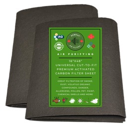 Cut to Fit Universal Activated Carbon Filter Sheet for Vents, Hood Fans, Air Purifiers, Air Conditioners, Helps Filter Dust, Lint, Dander, Fumes, Smoke, Voc's and Much More 16"x48" (2-PACK)