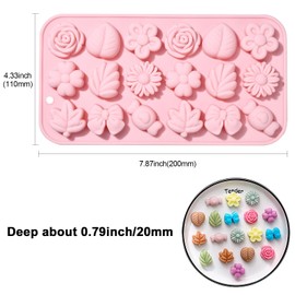 Stiesy - 2 moldes de silicona reutilizables de 18 cavidades, con forma de lazo de silicona para fondant y pastel, diseño de margarita, rosa, moldes para hornear, jabón, caramelos, gelatina de