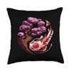 Yinyang Koi Fish and Sakura Tree Design Throw Pillow