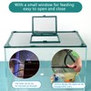 Magnetic Fish Tank Cover with Feeding Window Green Frame Grey
