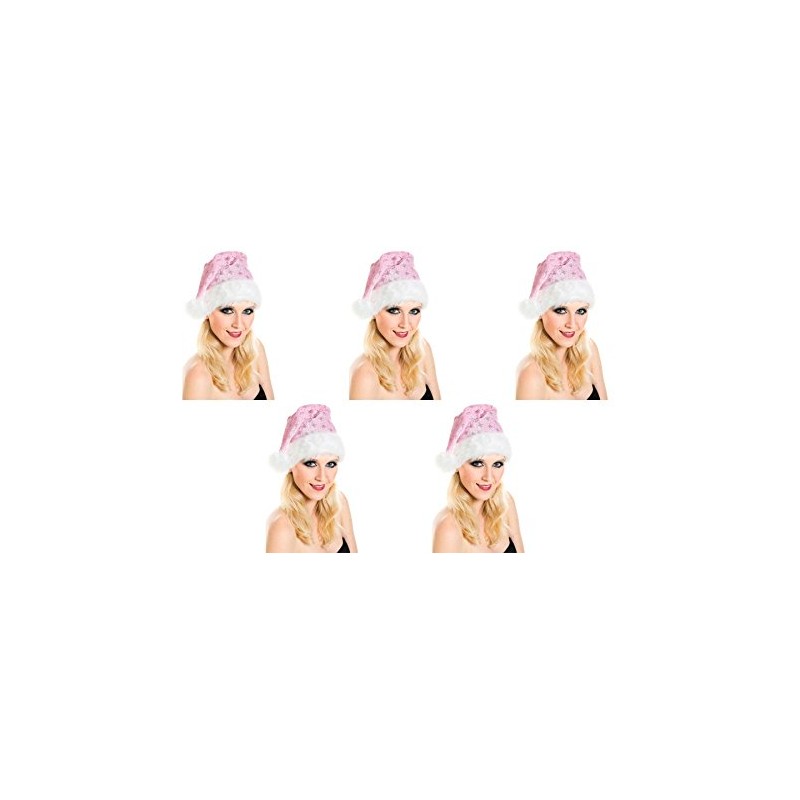 Ciffre Set of 5 Christmas Hats Santa Hat Pink Plush