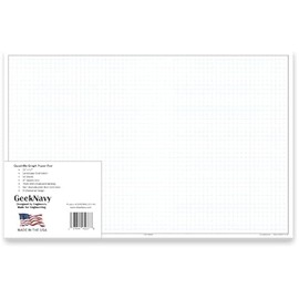 11" x 17" Quadrille Graph Paper 50 Sheets Landscape - 0.25" 4x4 Square Grid, Blueprint, High Brightness, Border-Outlined, Large Drafting (1-Pack)