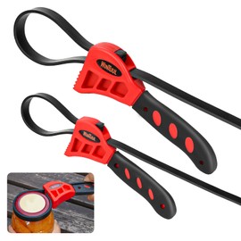 WINTUUL 2pcs Strap Wrench Set,Tools Oil Filter Wrench Set, Use as Jar Opener, Pipe Wrench, Adjustable Rubber Strap Wrench Used by Mechanics, Plumbers