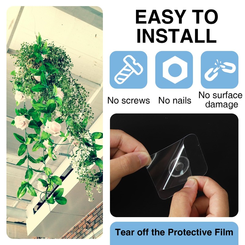 10 Pack Adhesive Ceiling Hooks, Heavy Duty No Drill Outdoor