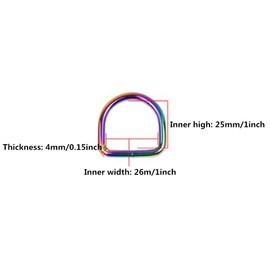 Honkenda Heavy Duty 1 Inch Rainbow Metal D Rings Buckle, Thicker 1'' Semi-Circular D Shape Rings for DIY Sewing Webbing Backpack, Keychains, Bag Belt, Crafts and Dog Leash Collar (8 Pack)