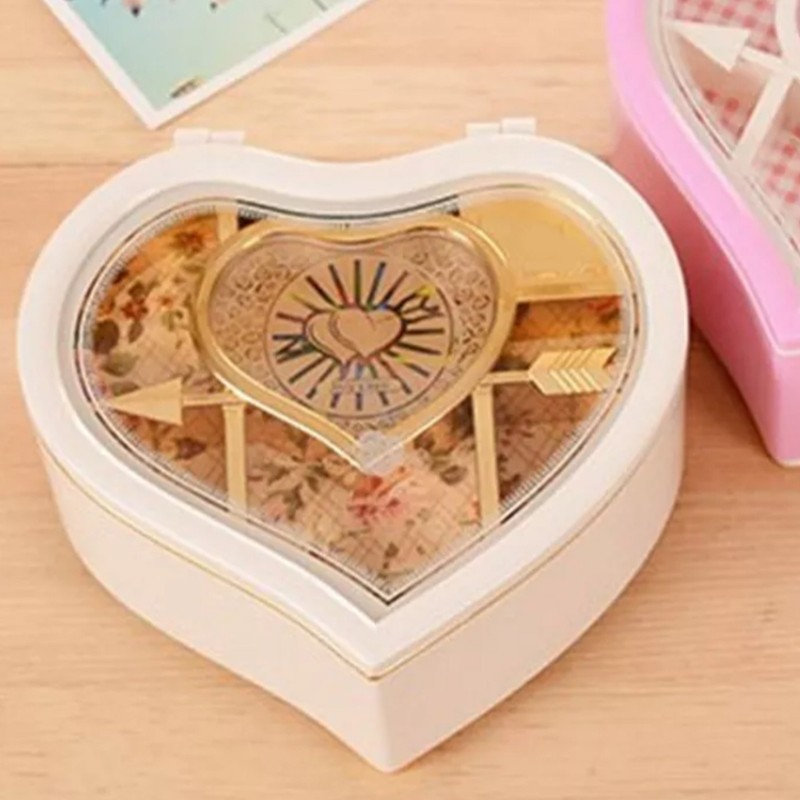 Music Box White Ballet Dancing Girl Heart Shaped Clear Melody