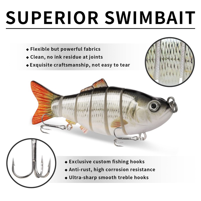 TRUSCEND Señuelos Articulados para Pesca Pez Nadador Swimbait Cebo con
