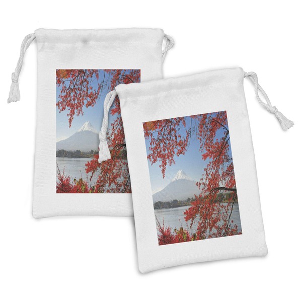 Ambesonne Mountain Fabric Pouch Set of 2, Far Away View