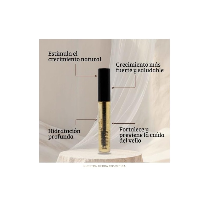 Nuestra Tierra Cosmética Suero para Cejas y Pestañas, Aumenta Longitud,