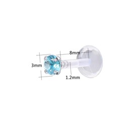 ZS 10-12Pcs 16G Clear Bioflex CZ Stone Labret Monroe Lip Ring Helix Tragus Cartilage Earrings Stud Piercing (10pcs (3mm cz))