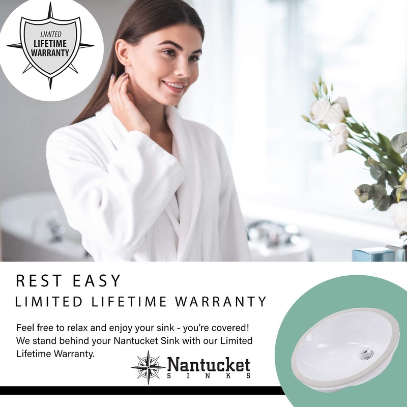 Nantucket Sinks UM-15x12-W 15-Inch by 12-Inch Oval Ceramic Undermount Vanity