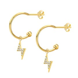 Gold plated Semi-hoop Earrings, 925 Sterling Silver Huggie Hoop Earrings, Boho Hoop Earrings for Women Girls,