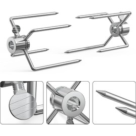 Onlyfire 6004 BBQ Grill Rotisserie Spit Chicken Forks X 2, Fits 8 MM Square Spit Rods