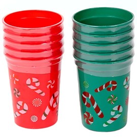 Chef Craft Select Plastic Christmas Cup Set, 10 ounce capacity 5 piece set, Color May Vary