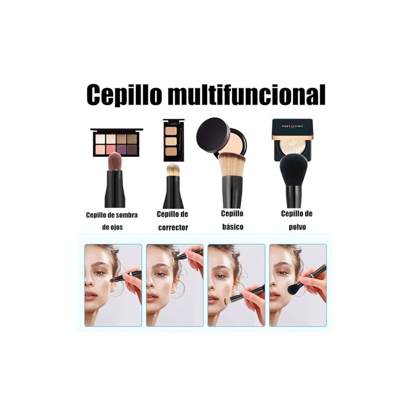 Cepillo De Maquillaje De Doble Cara 4 En 1 Cepillo