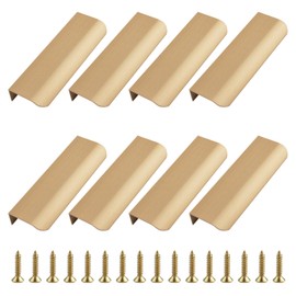 UFURMATE Back Mount Finger Edge Pull, 8Pcs Bronze Aluminum Alloy Hidden Handles Curved Edges Concealed Finger Pull Handles Invisible Tab Pulls with Screws for Drawer, Cabinet (120mm/4.72in)