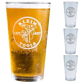 REBUILD SKILLS Pint Pub Beer Glasses-Stackable Set of Four, Holds16 oz Cold Beverages, Adult Beverages, Soda, Water, Bars, Restaurants, Pubs, Great Gift for Tradesmen, Contractor, Dads, Man Caves.