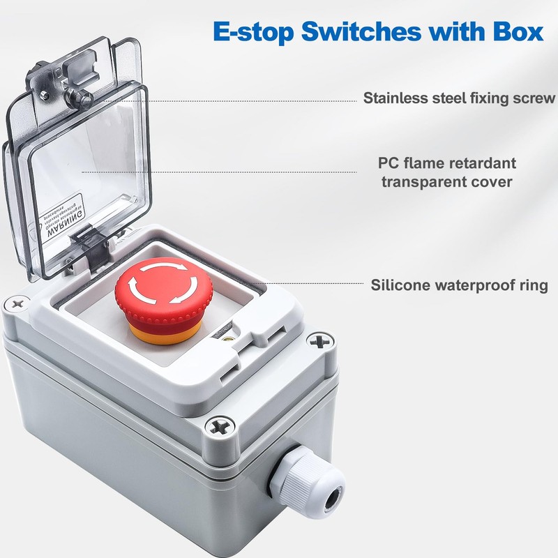 mxuteuk 1NC 1NO E-Stop Switches with Box Red Mushroom Emergency