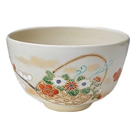 Kyo Ware TQY081 Kiyomizu Ware Kagiku Kiln Matcha Bowl (Comes with Gift Box), Flower Play