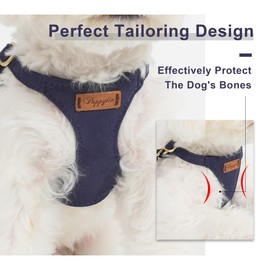 No Pull Dog Harness with Multifunction Dog Leash,Soft Adjustable No Choke Escape Proof Pet Harness Vest for Medium Dogs or Large Dogs,Navy,M