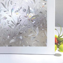 Niviy Window Film Privacy No Glue Static Cling Window Film 17.5" by 78.7" Glass Film Decorative Window Films Heat Control for Home Kitchen Office