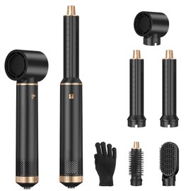 Sendowtek Hot Air Styler Brush Set for Women 5 in 1, 800W 3 Level Temp Hairdryer Comb for Rotating Curling Straightening Volumize Auto Wrap Curler Multi-Styler Hair Styling Tools for All Hair Home