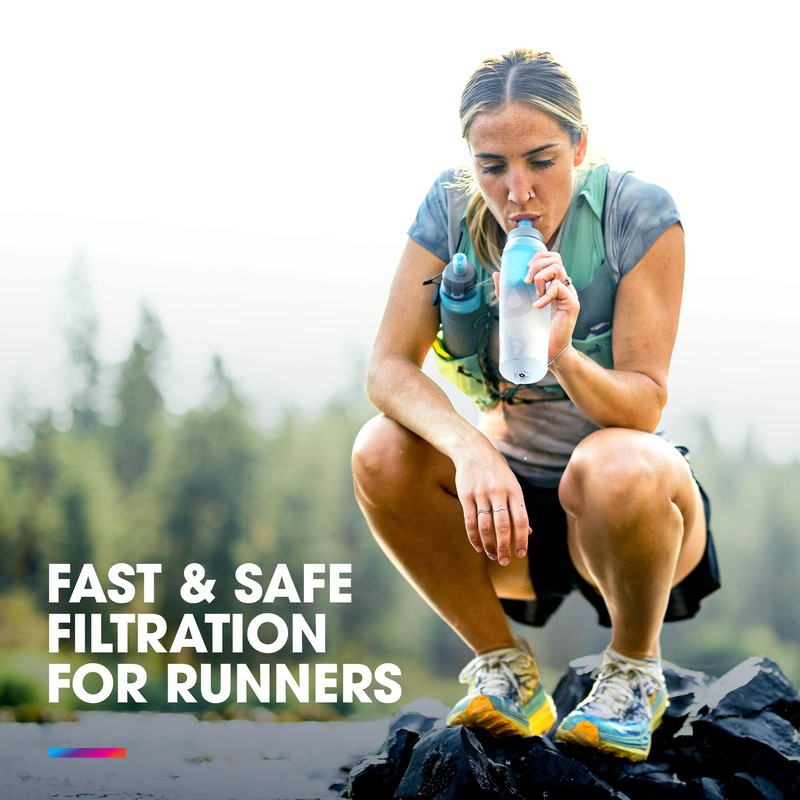 HydraPak UltraFlask+ 500ml - Filtered, Compressible Soft Flask Water Bottle