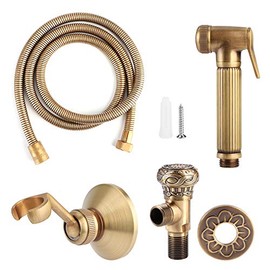 Bidet Sprayer Vintage Brass Handheld Bidet Sprayer Spray Bracket Hose Kit Bathroom Accessories